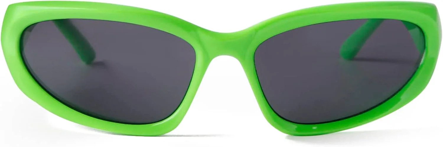 

ADE WU Модные солнцезащитные очки с обтекаемой формой для женщин и мужчин, стильные, в духе 2000-х, овальные, футуристические, для рейв-вечеринок, Neon Green