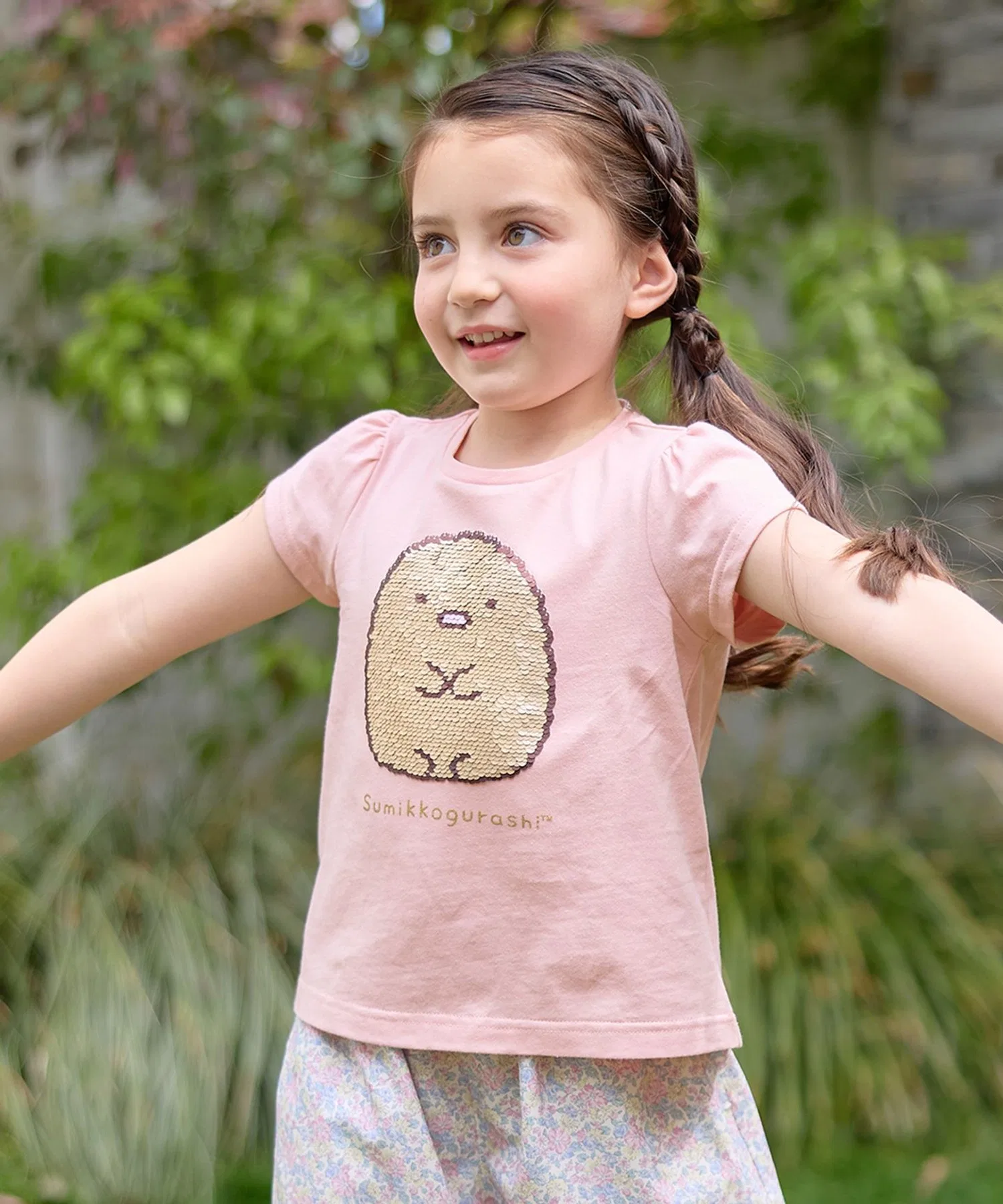 Детская футболка с переливающимися пайетками Sumikko Gurashi ANY розовый