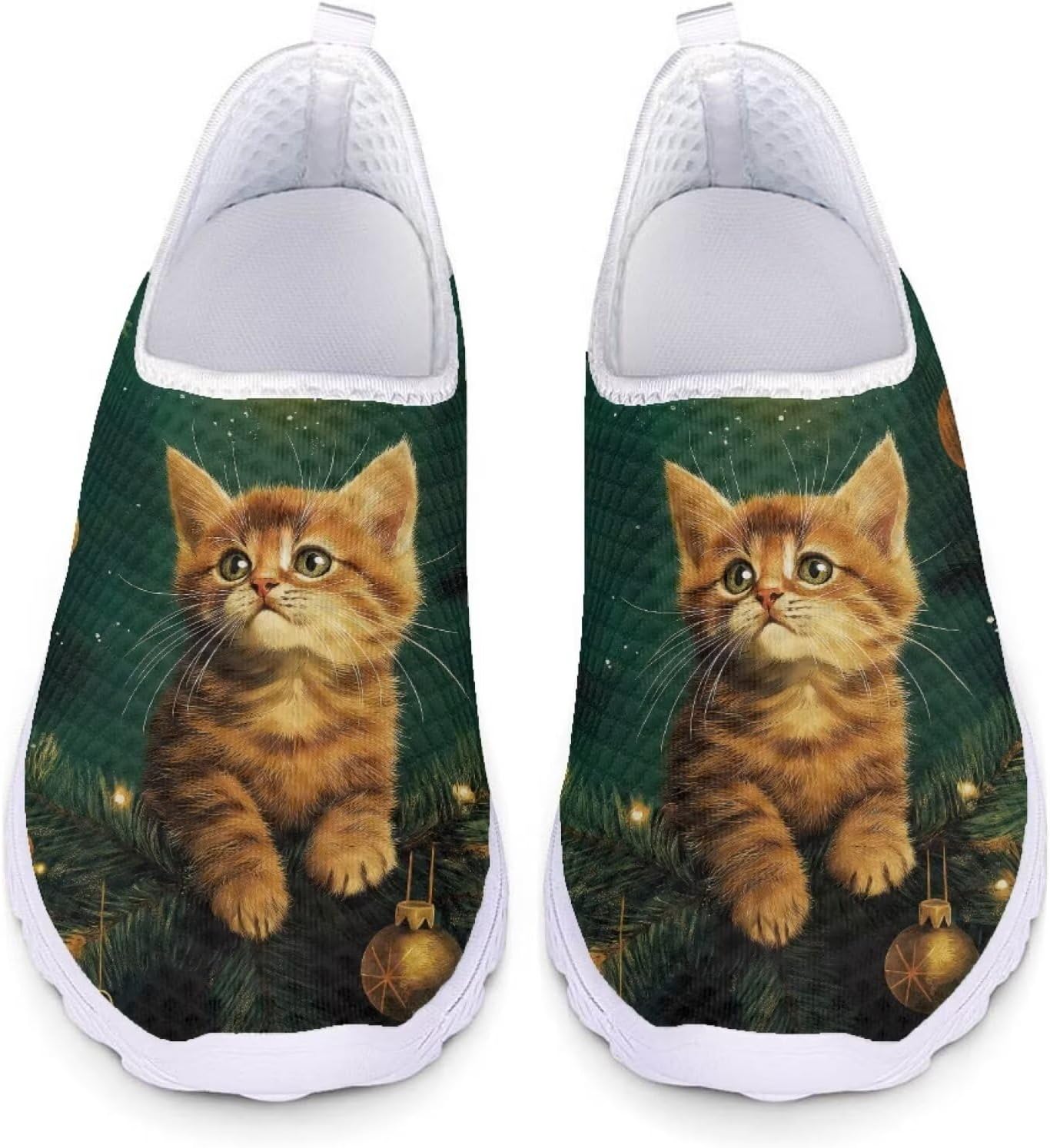 

Кроссовки Belidome с животным принтом на шнуровке для взрослых женщин и мужчин, легкие, дышащие и удобные, Christmas Cat