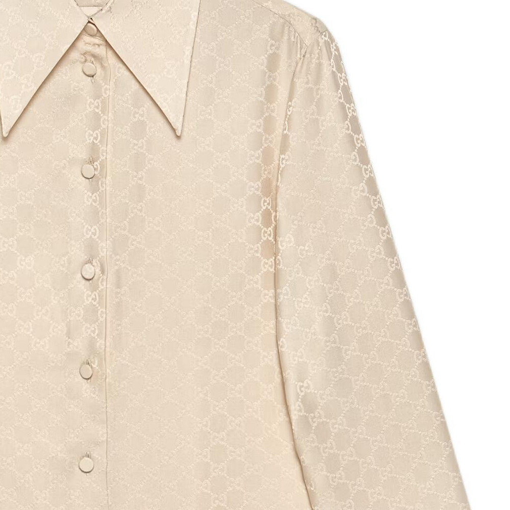 Рубашка женская Gucci Классическая, Изысканный крой, Бежевый — фото 4