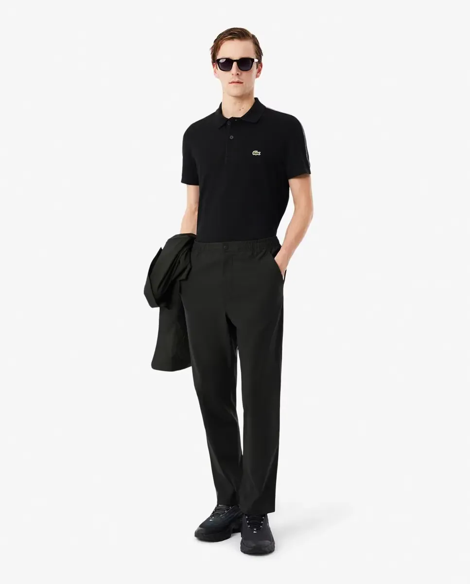 Lacoste Мужская полосатая футболка-поло с логотипом, прямой крой, черного цвета, с короткими рукавами — фото 4