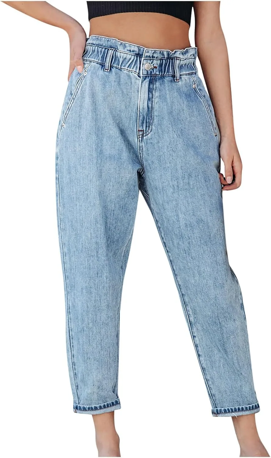 

Джинсы для женщин Plus Size Straight Fitting High Stretchy Denim Pants Highwaist Light Blue FZYLQY