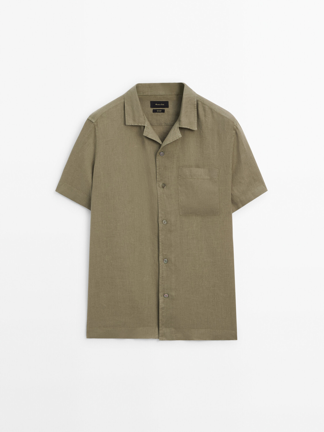 

ДУбль Льняная рубашка узкого кроя с короткими рукавами Massimo Dutti, зеленый