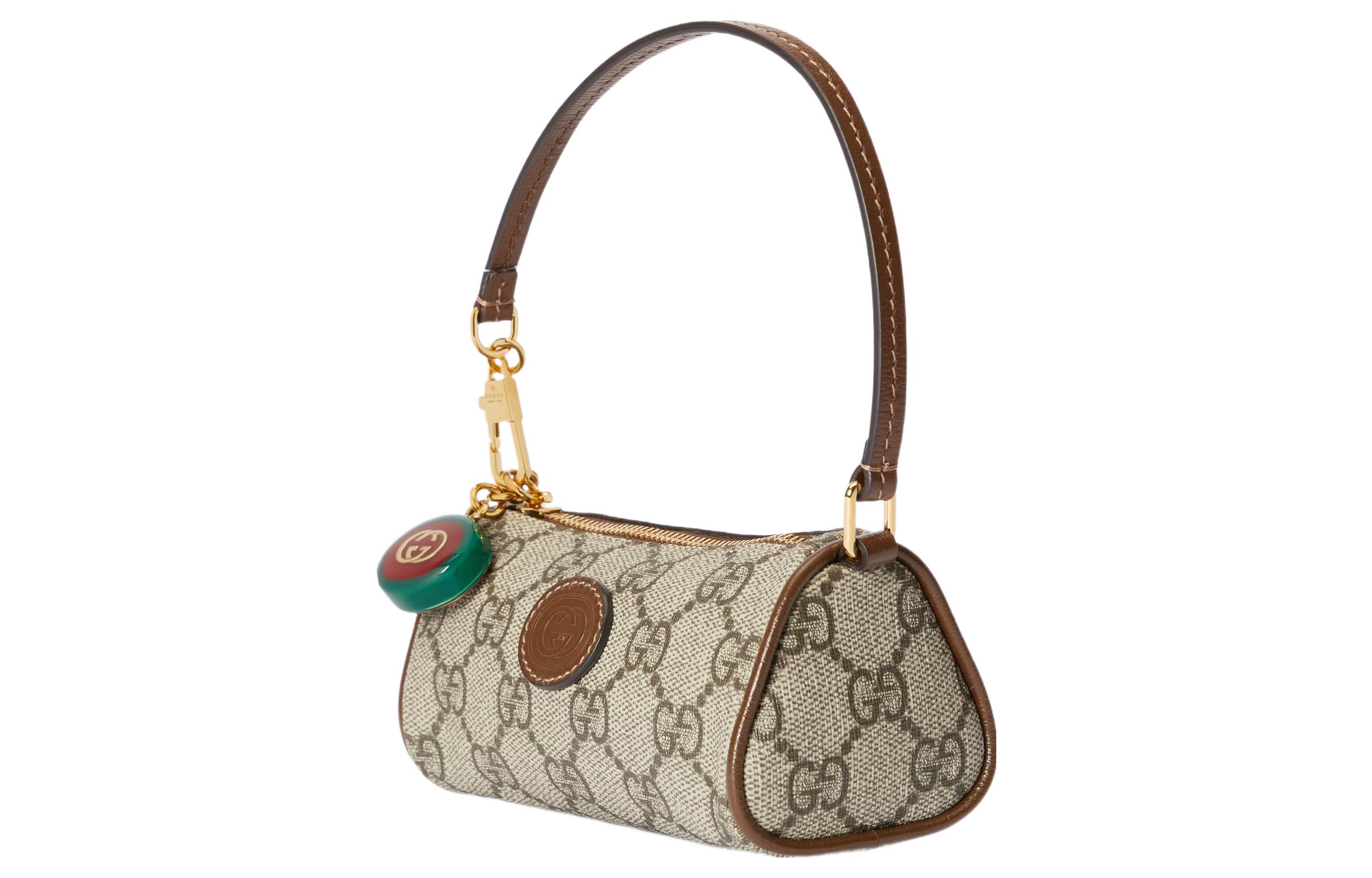 GUCCI Кожаная холщовая сумка мини мужская коричневая — фото 3