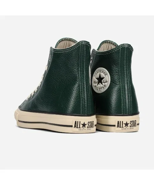 Унисекс кожаные кроссовки CONVERSE LEATHER ALL STAR J HI зелёные — фото 3