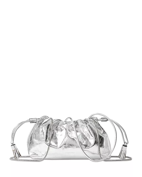 

Небольшая металлическая кожаная сумка для мелочей Veronica Beard, серебряный