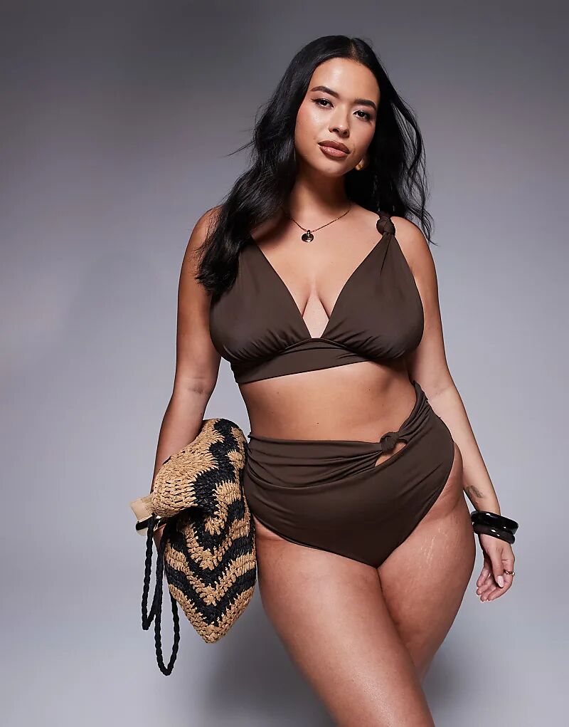 

Бикини-топ Curve Nina с узлом ASOS DESIGN шоколадно-коричневого цвета Asos Curve