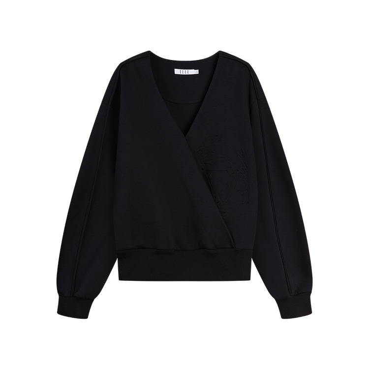 

Свитшот женский V-образный вырез Moderate Regular ELLE, черный