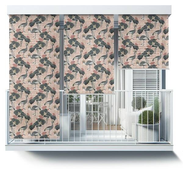 

Рулонные шторы Tulup Kraniche und Lotusblumen, 40x290x1 см, розовый
