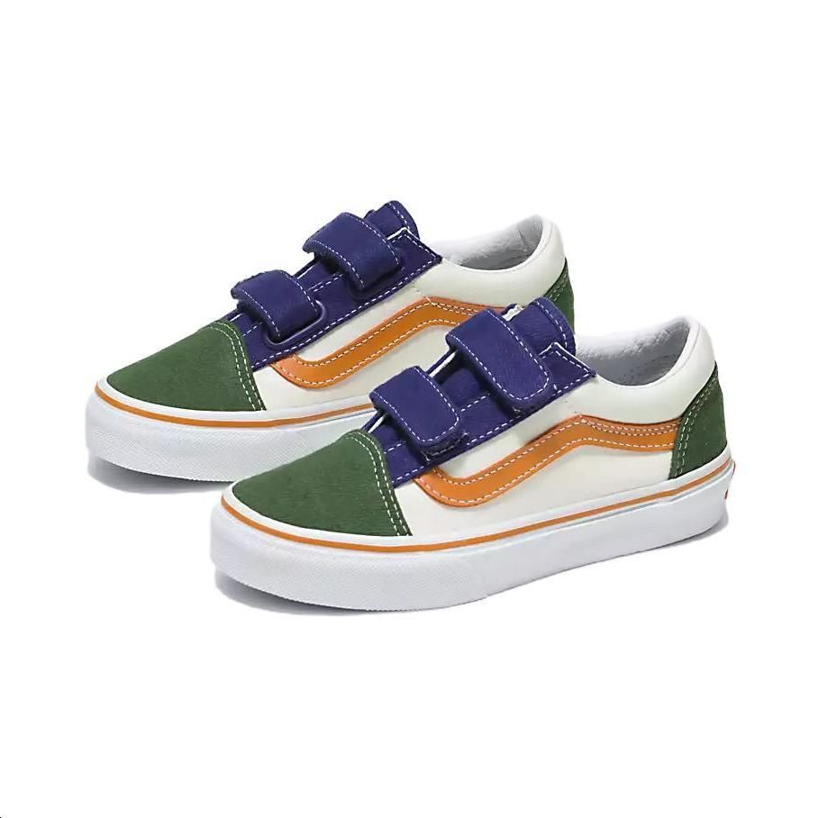 Детские кроссовки Old Skool Durable Breathable с низким верхом для скейтбординга дошкольного возраста Vans, белый/зеленый — фото 2