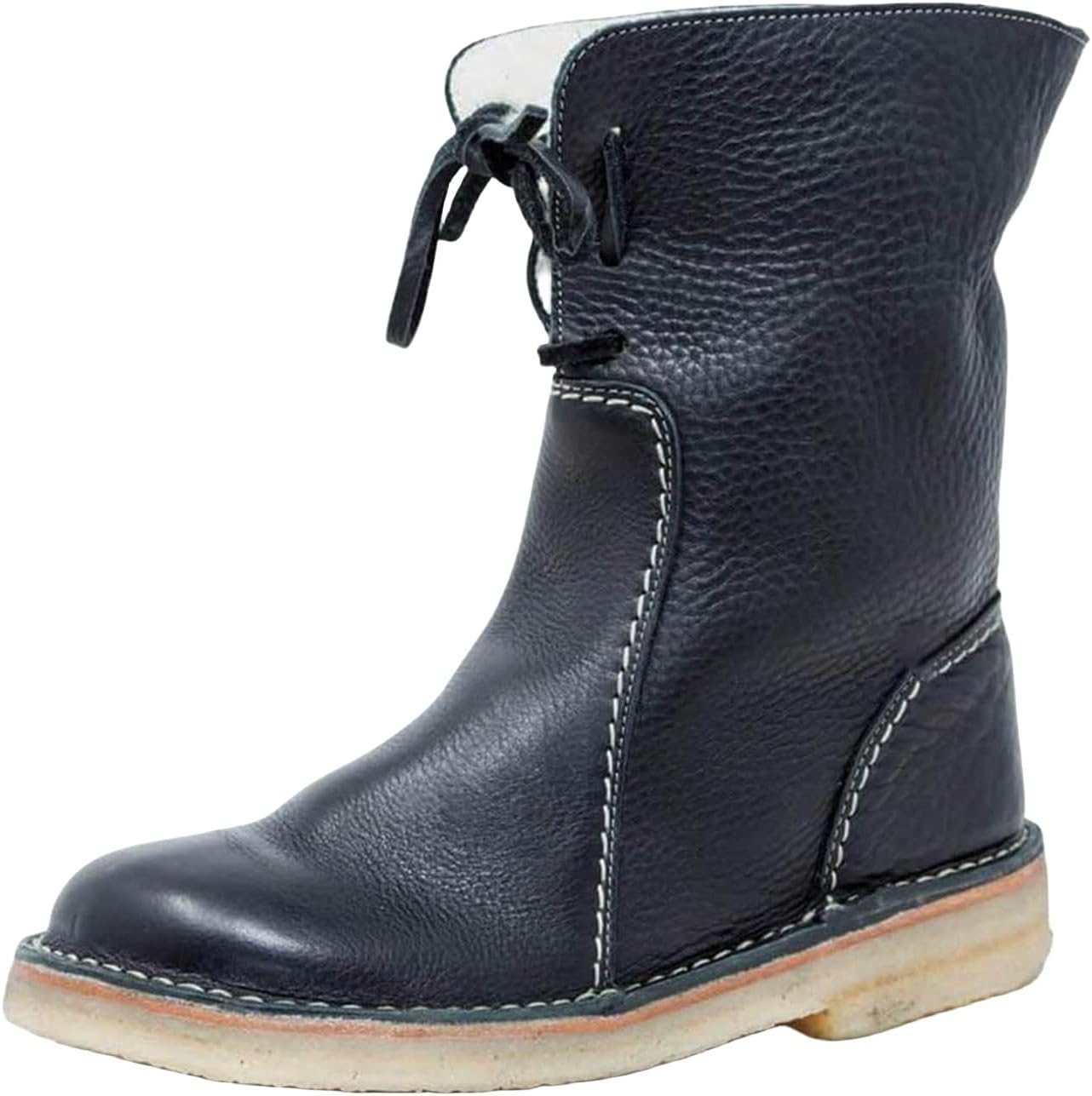 

Зимние сапоги для женщин Женские средние теплые водонепроницаемые сапоги с подкладкой Классические противоскользящие с искусственным мехом Модные снежные ботинки Удобные для прогулок на улице Винтажные низкие каблуки Generic, черный