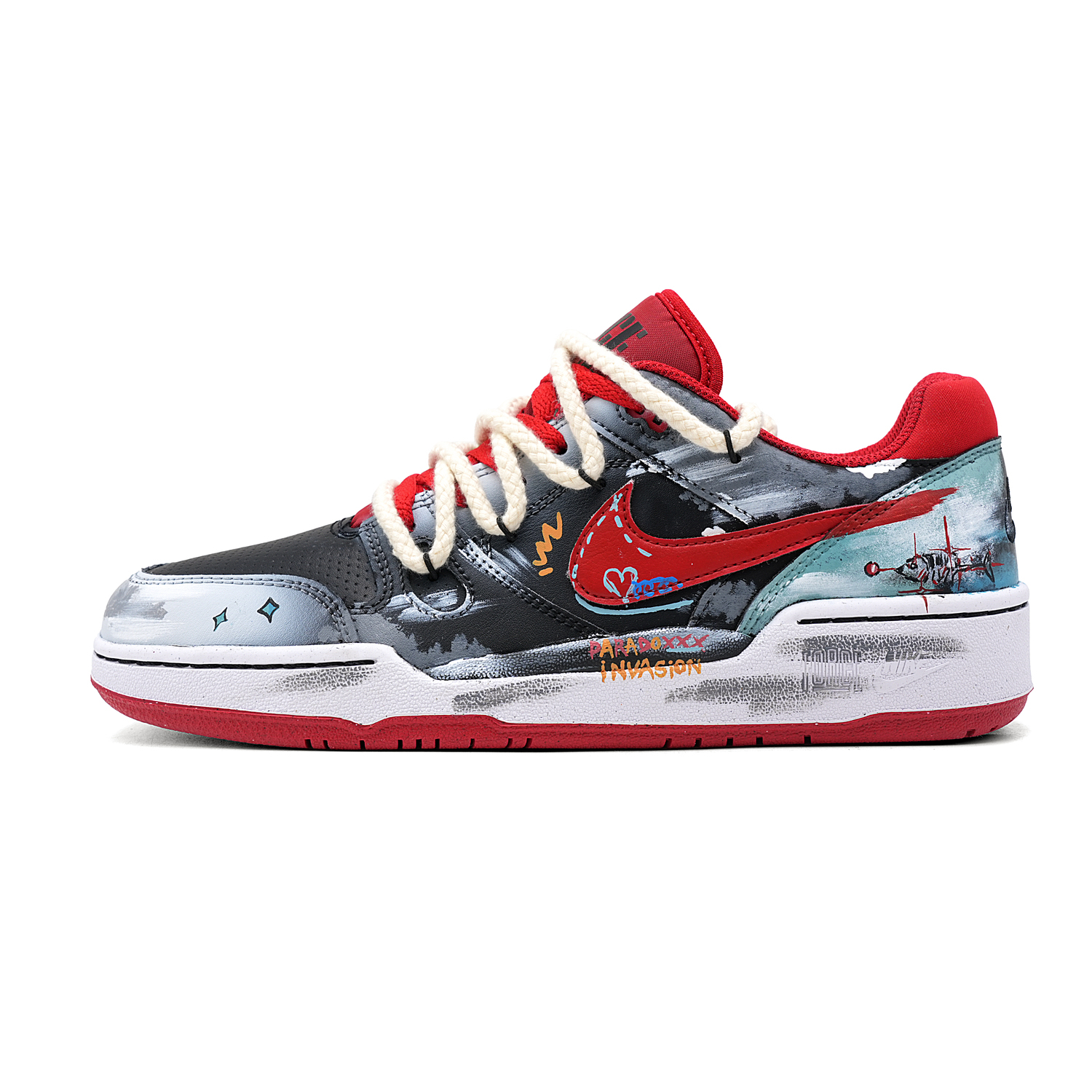 

Полная сила фосфорное пламя полночь устойчивые к истиранию низкие кроссовки для скейтбординга мужские красный Nike, черный