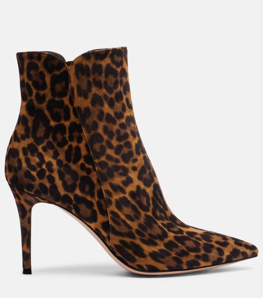 Ботильоны Levy 85 из замши с леопардовым принтом Gianvito Rossi, Almond Leopard Print — фото 4
