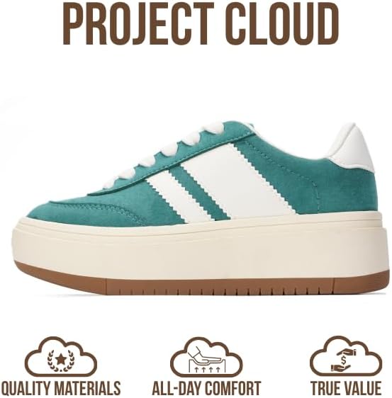 Детские модные кроссовки на платформе Project Cloud Fashion Platform Sneakers 2026- легкие кроссовки с стелькой из пены с эффектом памяти- прочные и нескользящие, на шнуровке, модные детские кроссовки на платформе (Little Nita), зеленый — фото 4