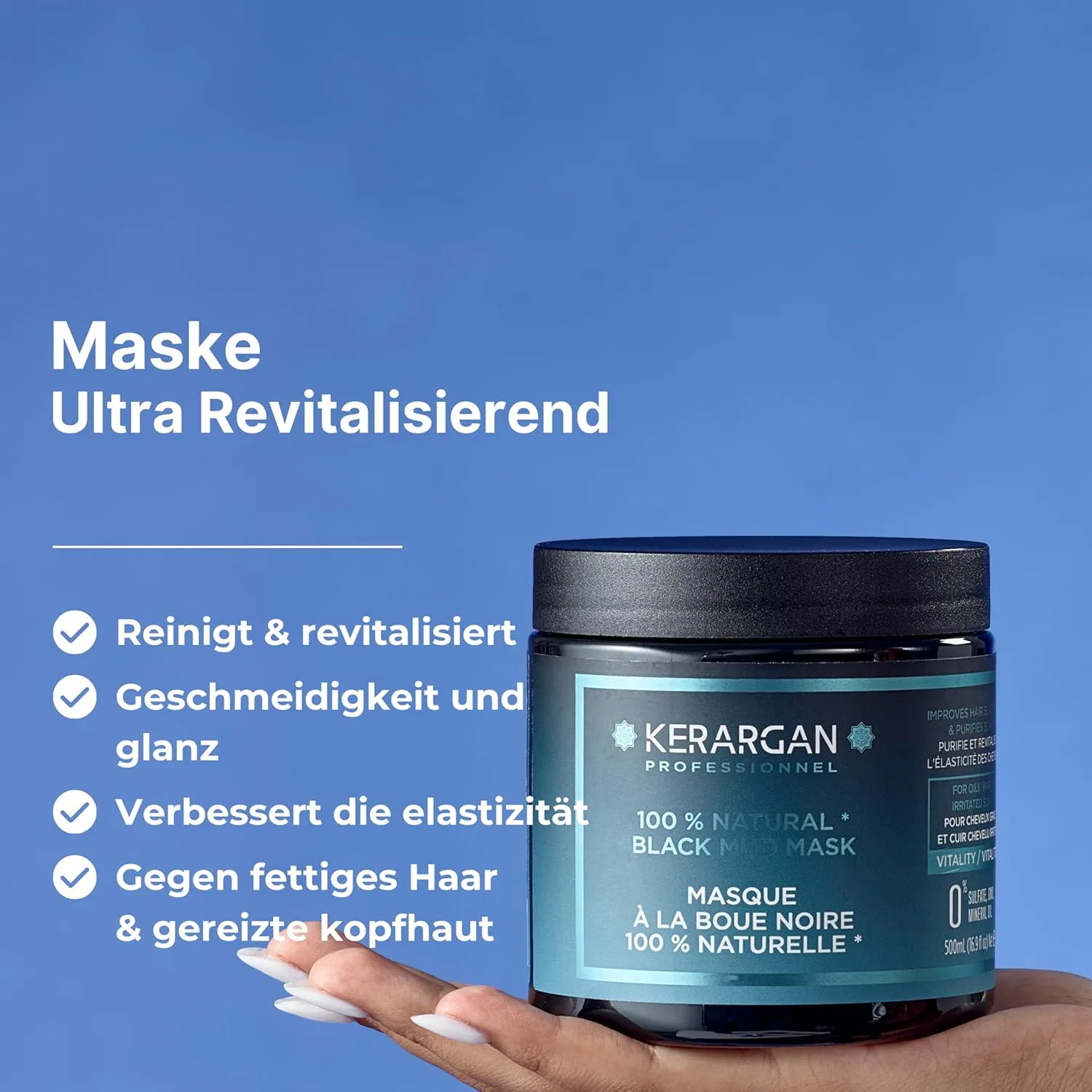 Маска для волос Kerargan Revitalisierende Maske с черной грязью Мертвого моря, 500 мл Kerargan — фото 2