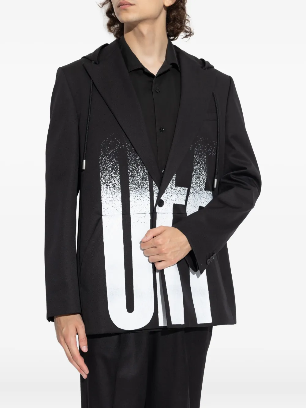 Куртка с капюшоном и эффектом распыленной краски Off-White, черный — фото 3