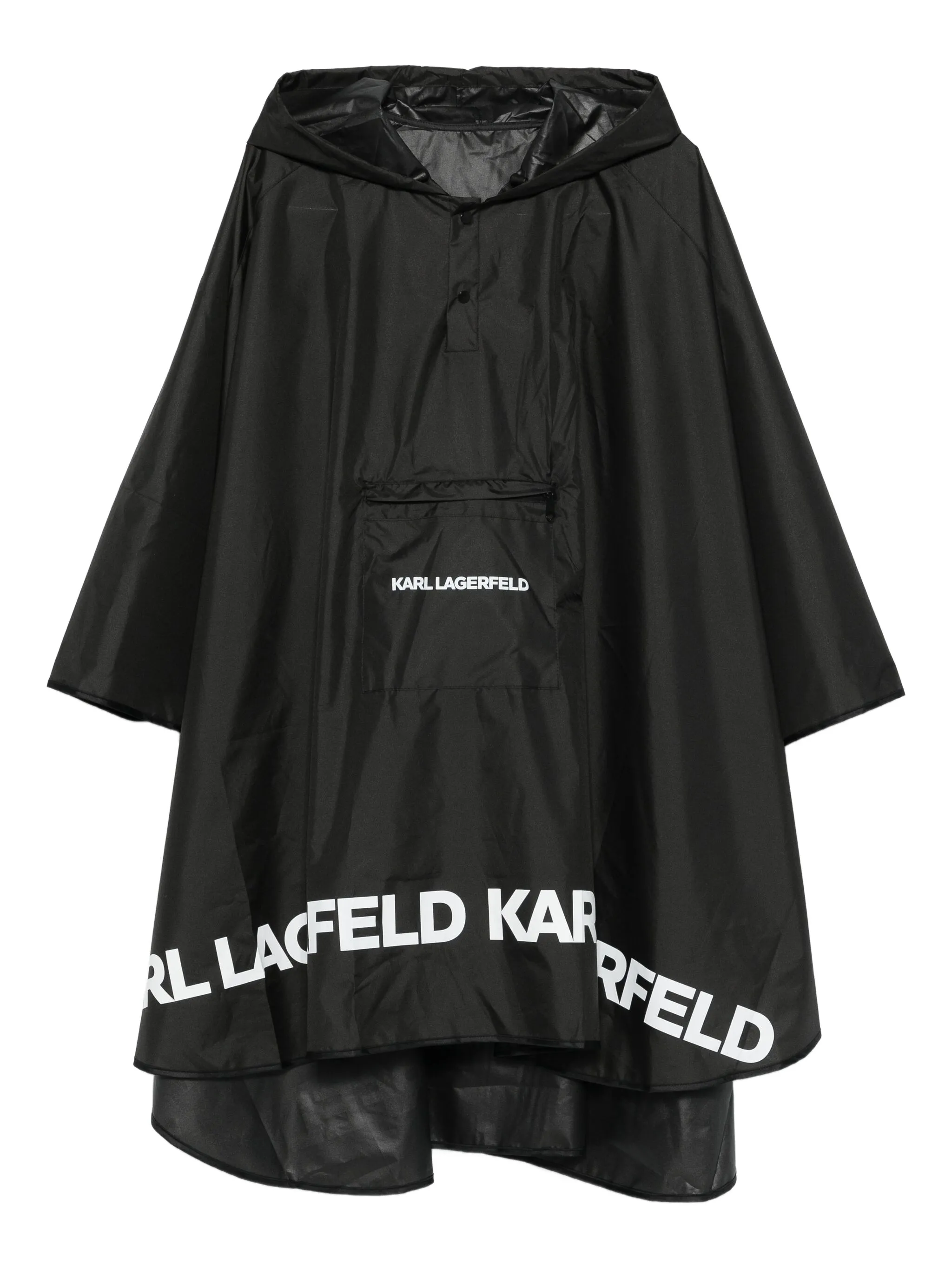 

Пончо с капюшоном и логотипом Karl Lagerfeld, черный
