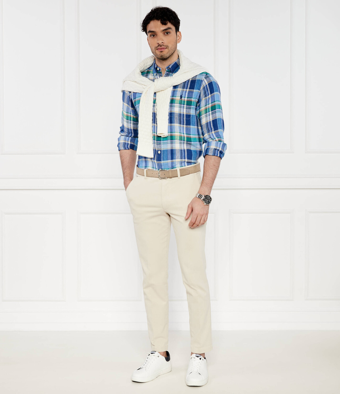 Льняная рубашка POLO RALPH LAUREN Custom fit, синий — фото 2