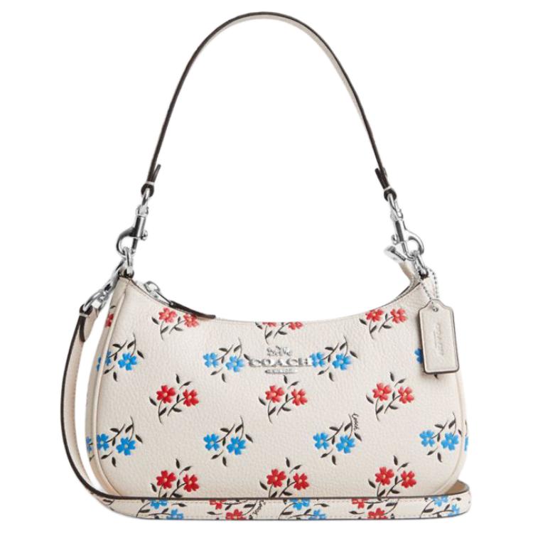 

Сумка через плечо Teri Delicate Pebbled Leather для женщин серебристо-меловая многоцветная COACH