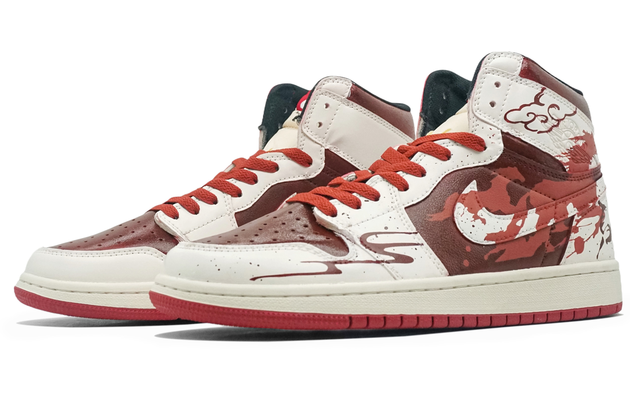 Jordan Кроссовки Air 1 Fiery Lucky Horse Mid Top Vintage Unisex Beige Red — фото 4