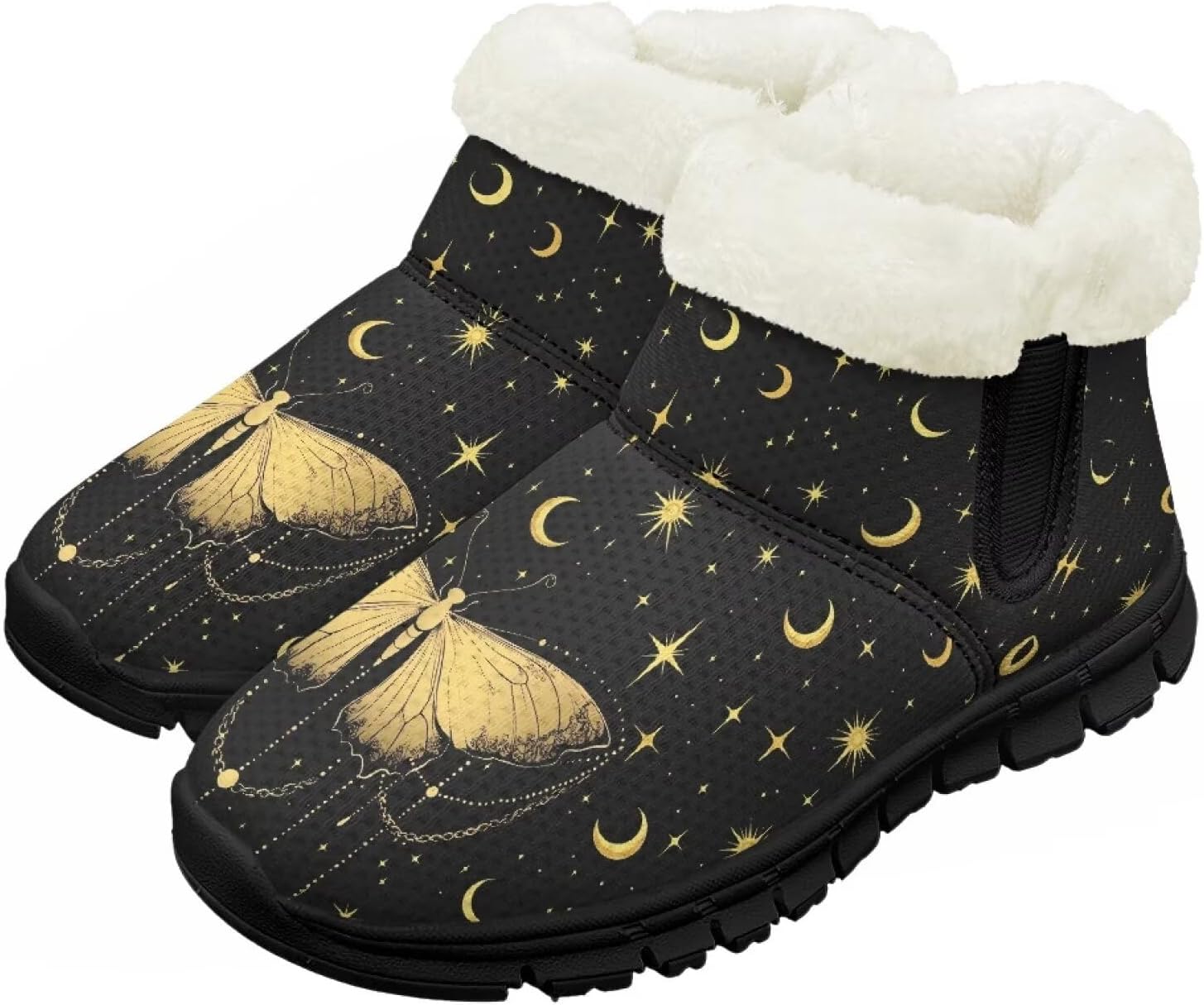 

Детские зимние сапожки для мальчиков и девочек, утепленные искусственным мехом, ботильоны до щиколотки с противоскользящей подошвой для малышей, детей младшего и старшего возраста Chririnla, Golden Butterfly