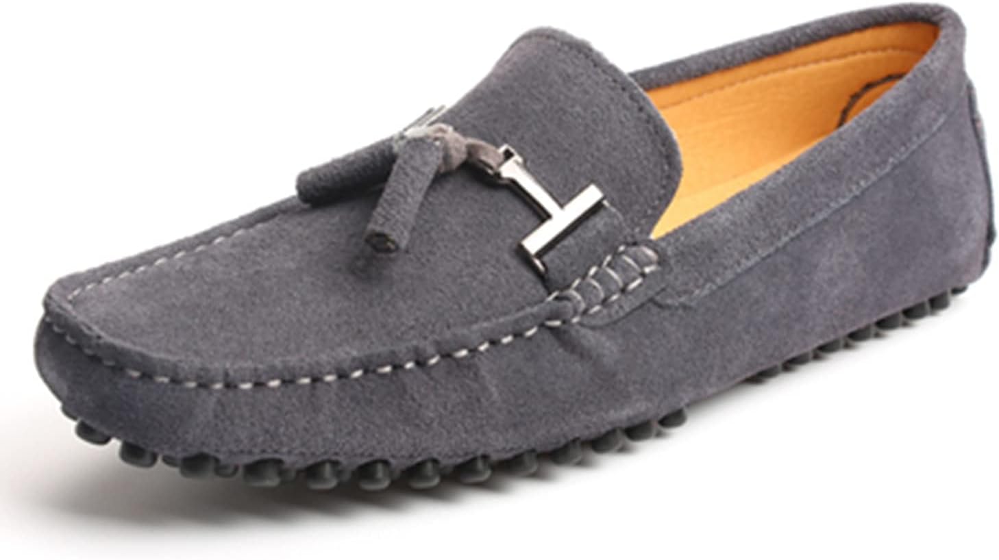 

Мужские повседневные мокасины из замши с кисточками, лодочные туфли с отделкой пенни LITNERMIA, серый