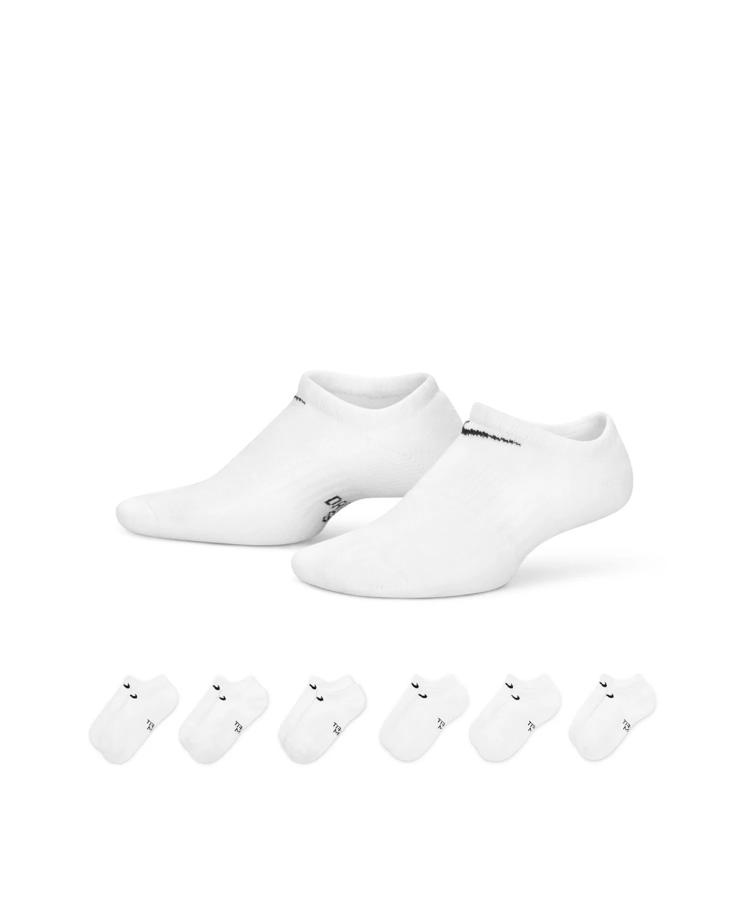 Детские тренировочные носки Nike Performance Cushioned No-Show (6 пар) SX6911-100, белые — фото 3
