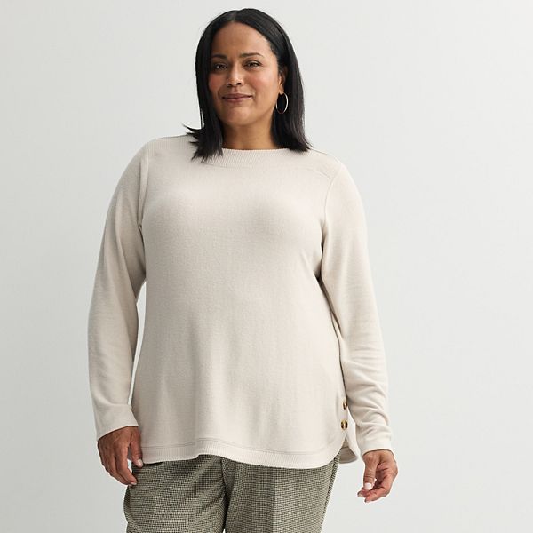 

Топ с боковой пуговицей Plus size Croft & Barrow, Fossil Heather