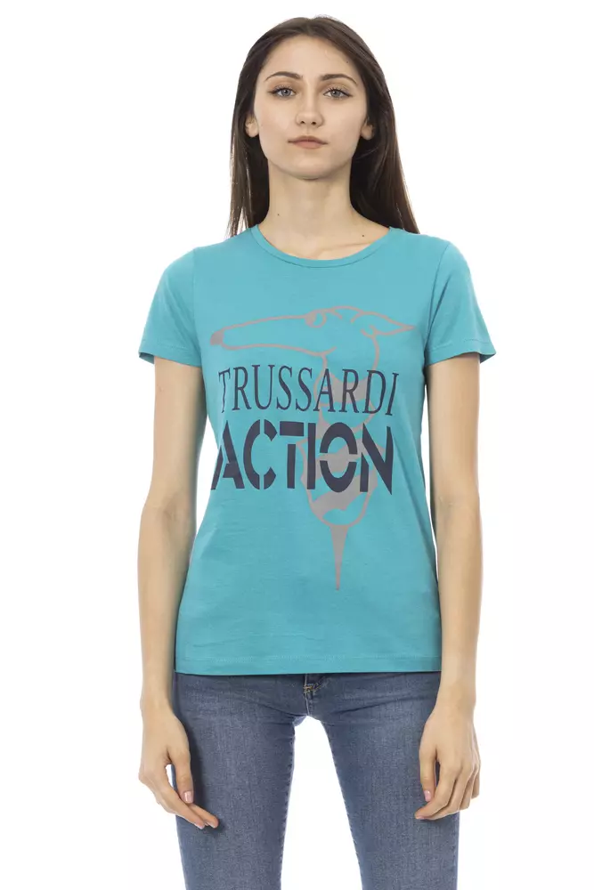 

Светло-голубой хлопковый женский топ Trussardi
