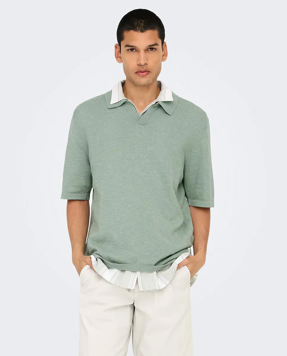 

Мужской вязаный поло Regular fit Only & Sons, зеленый