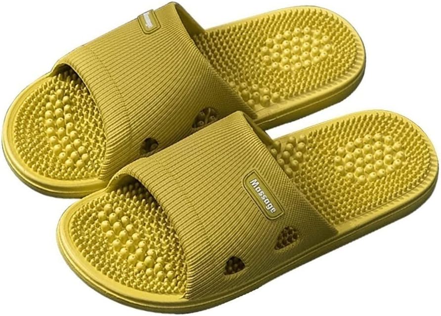

Массажные шлепанцы GHYUB для плоскостопия, массажные сандалии с акупрессурой для мужчин и женщин, домашняя обувь с амортизацией, стимулирующая кровообращение, противоскользящие массажные тапочки для ванны и душа, желтый