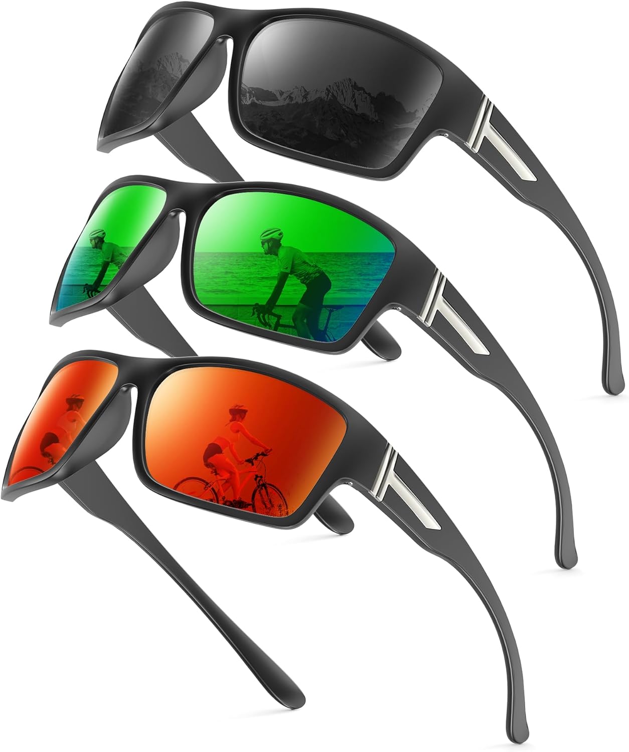 

Поляризованные солнцезащитные очки KALIYADI для мужчин и женщин, спортивные солнцезащитные очки: поляризованные солнцезащитные очки для мужчин и женщин с защитой UV400 для рыбалки и гольфа, A07-black+green+red