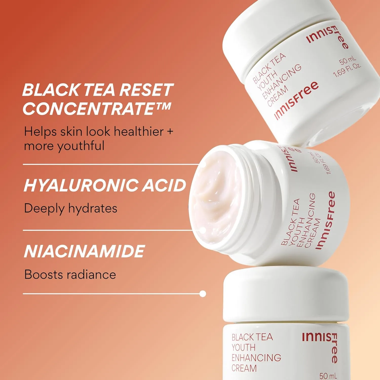 Эссенция Innisfree — Увлажняющий Black Tea Youth Cream - корейский увлажняющий с гиалуроновой кислотой для — фото 4