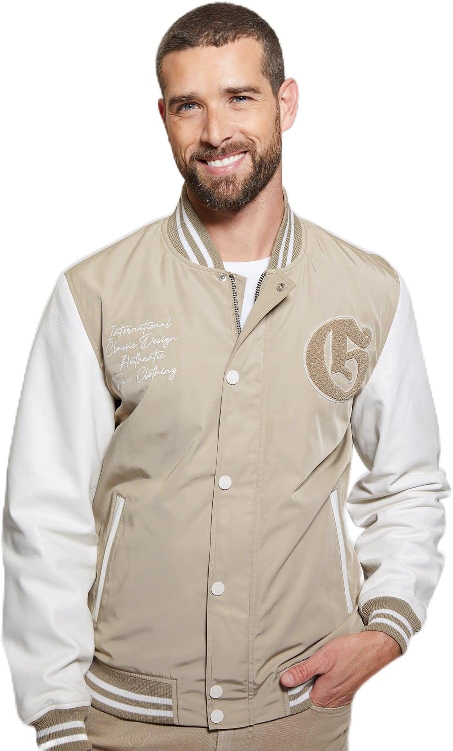 

GUESS Куртка университетская с цветными блоками, Impact Grey White Combo