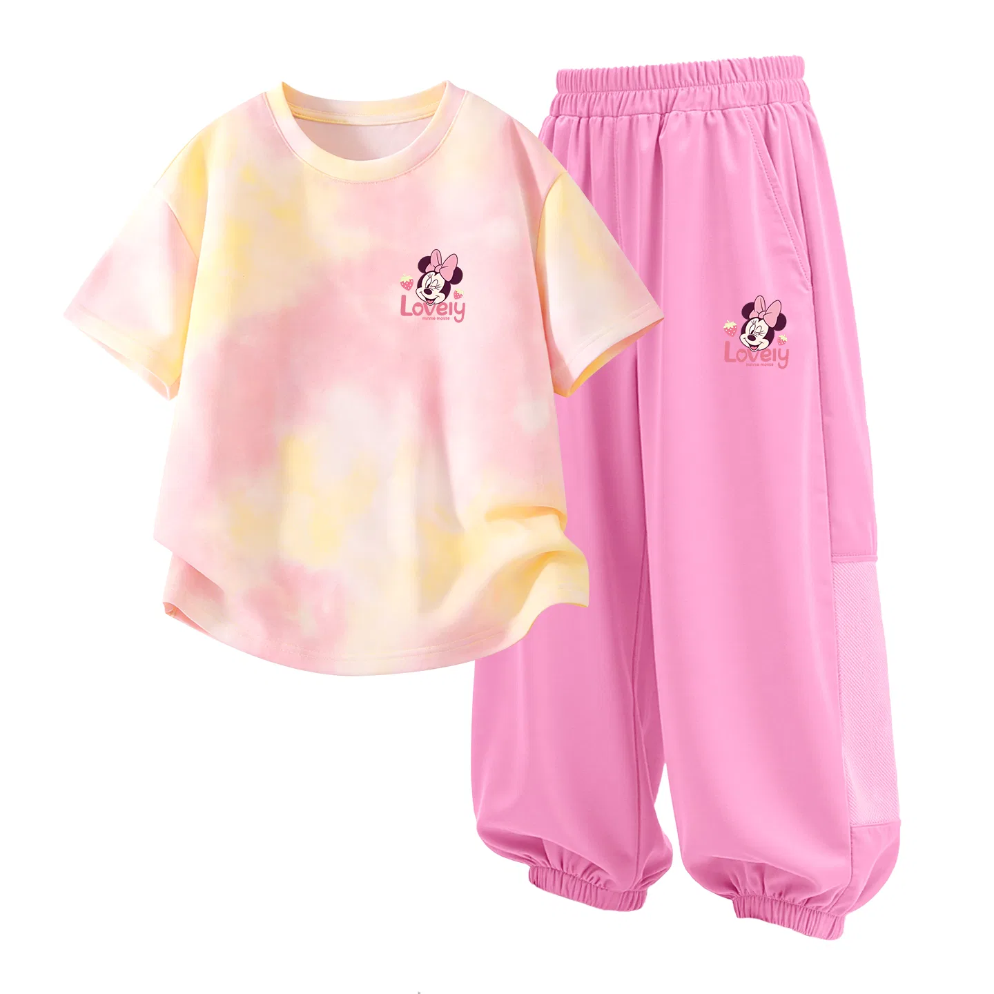 Детский спортивный костюм Casual Sportswear 2 Piece Set Disney, Di Xin Sweet K Yellow Pink+Di Xin Sweet K Strawberry Pink