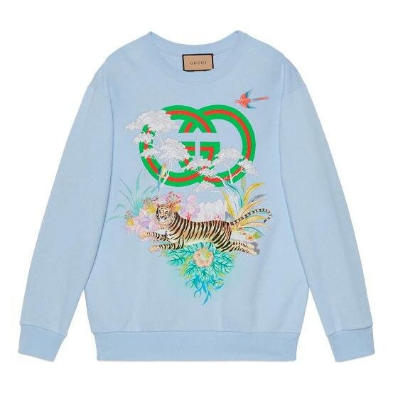 

Рубашка tiger interlocking g sweatshirt 'blue' Gucci, синий