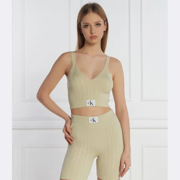 Укороченный топ Calvin Klein, зеленый — фото 2
