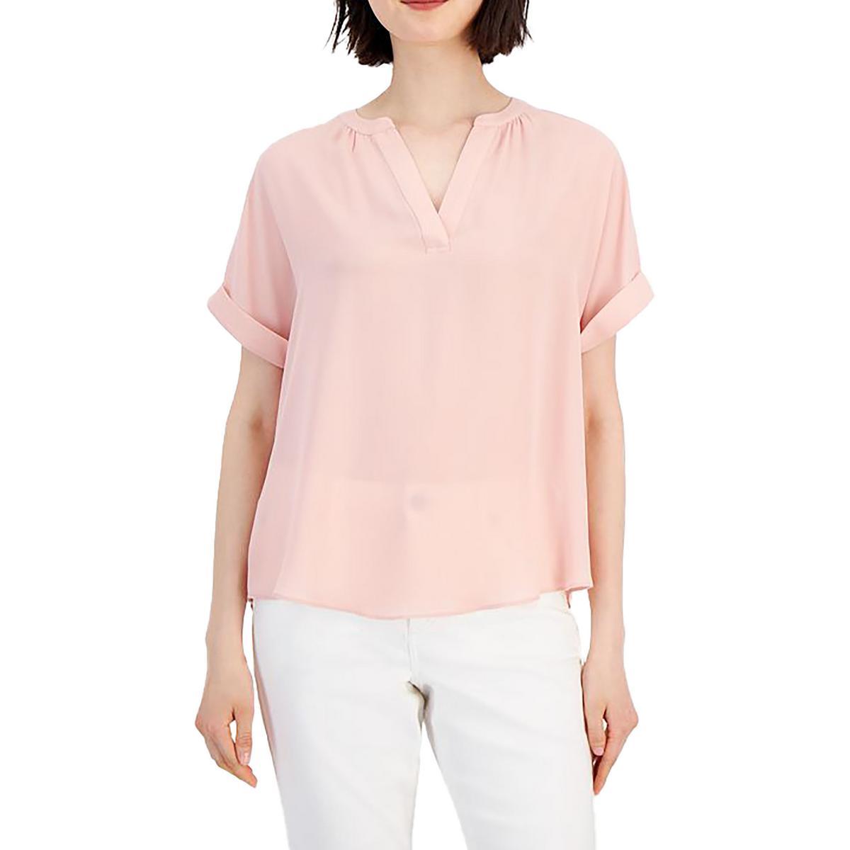 

Женская однотонная блузка из полиэстера T Tahari, цвет paradise rose