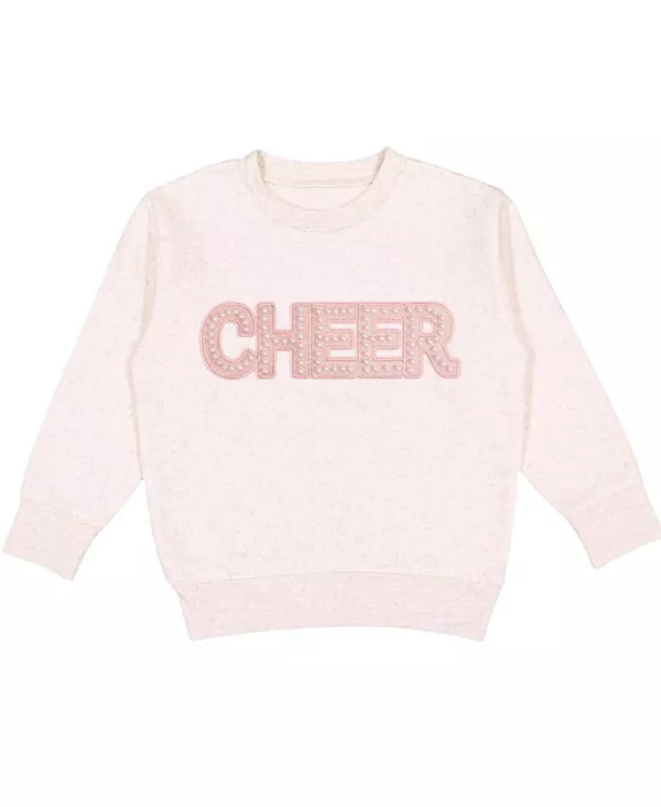 

Толстовка для девочек с жемчужной нашивкой в стиле чирлидинга - для малышек, детей постарше. Sweet Wink, бежевый