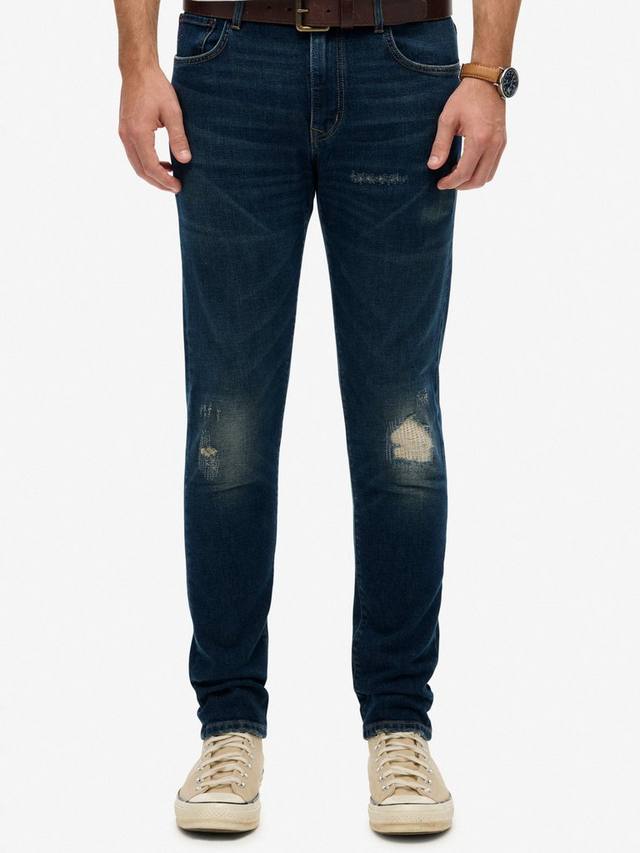 Органические хлопковые винтажные джинсы Slim Fit Superdry, Frontier Repair Blue — фото 4