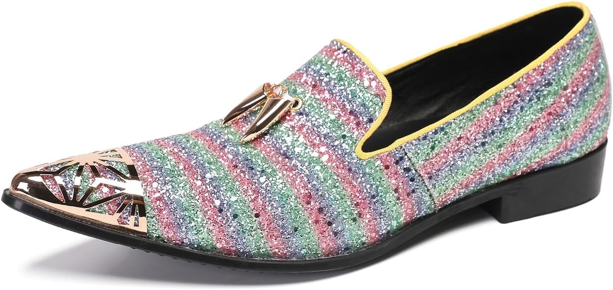 

Мужские лоферы Santimon, повседневные, для вечеринки, слипоны с металлическим носком, кожаные, западная мода, смокинг, блестящие лоферы-пенни, летняя обувь для мужчин и мальчиков, Multicoloured