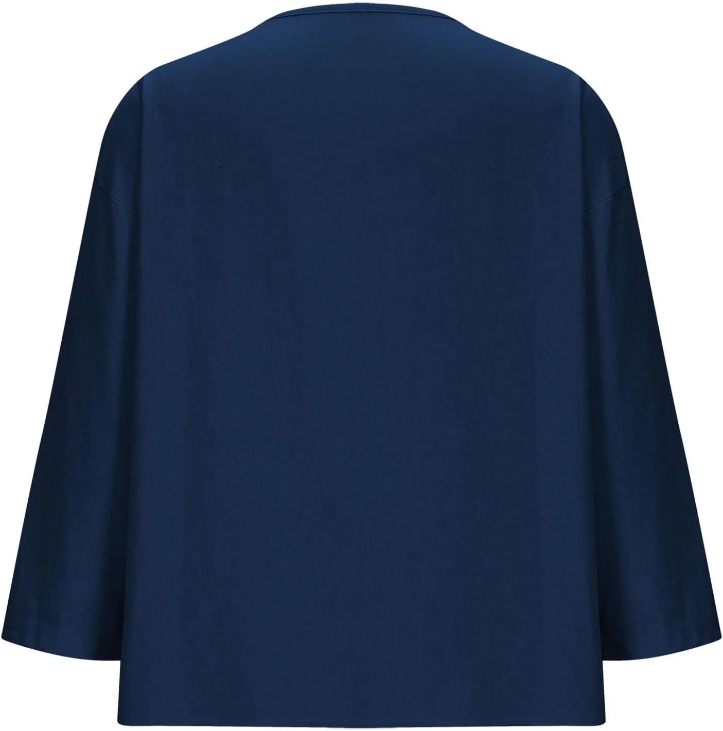 Блуза с V-образным вырезом, 3/4 рукав, свободный крой, хлопок, Dark Blue — фото 3