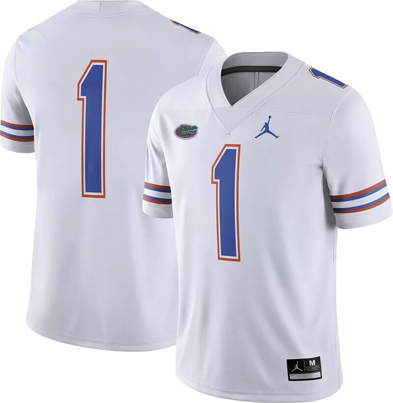 

Мужская белая майка Jordan Florida Gators #1 Dri-FIT Game Football