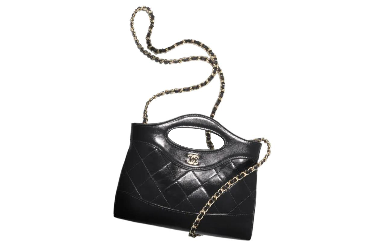 

CHANEL Сумка через плечо из яркой коровьей кожи, мини-сумка, женская, черная