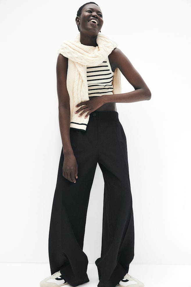 

Широкие брюки из льняной смеси H&M, черный