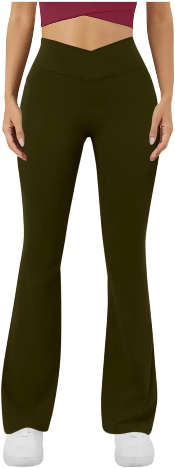 

Flare Leggings для женщин Crossover High Waisted Bootcut с карманами и поддержкой живота