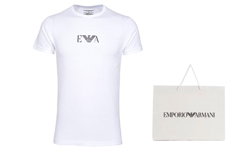 Двухкомплект футболок с логотипом Monogram EMPORIO ARMANI, 2 штуки (белый) — фото 4
