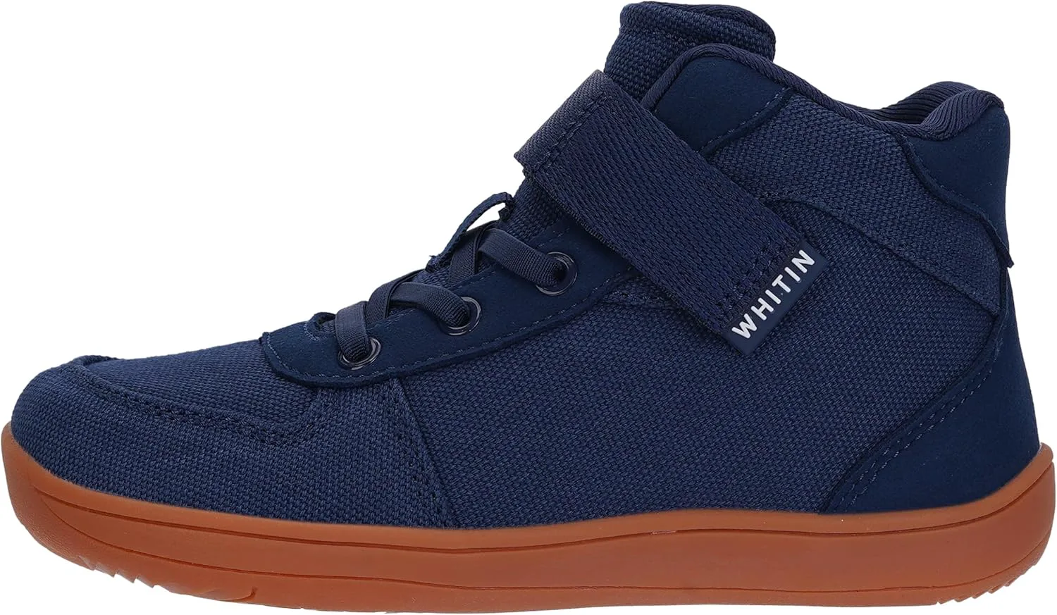 

Высокие сникеры WHITIN для мальчиков и девочек с широкой колодкой, босоножечный стиль + нулевая амортизация + минималистичные кроссовки для маленьких и больших детей, синий