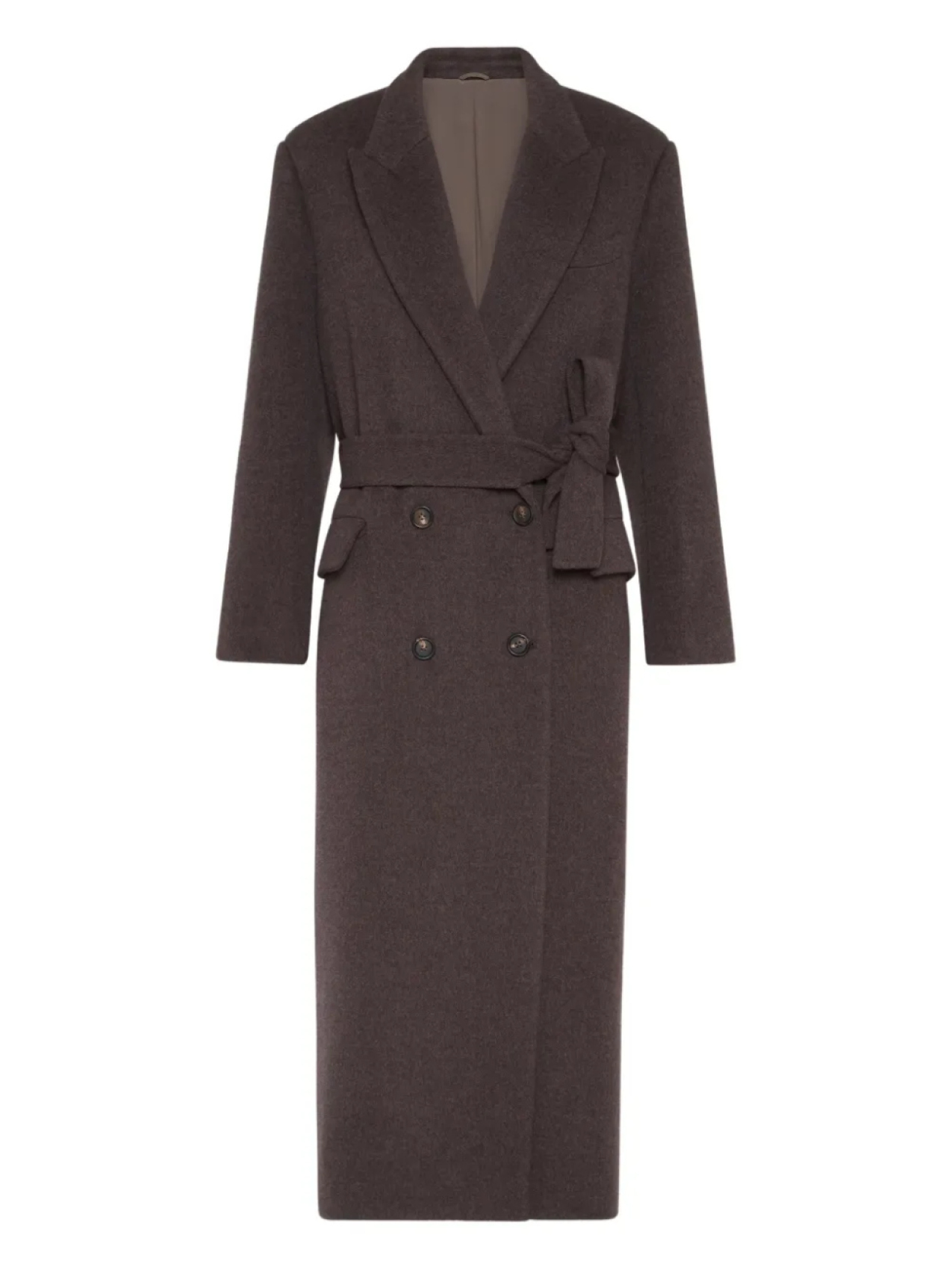 

Brunello Cucinelli двубортное пальто с поясом, коричневый