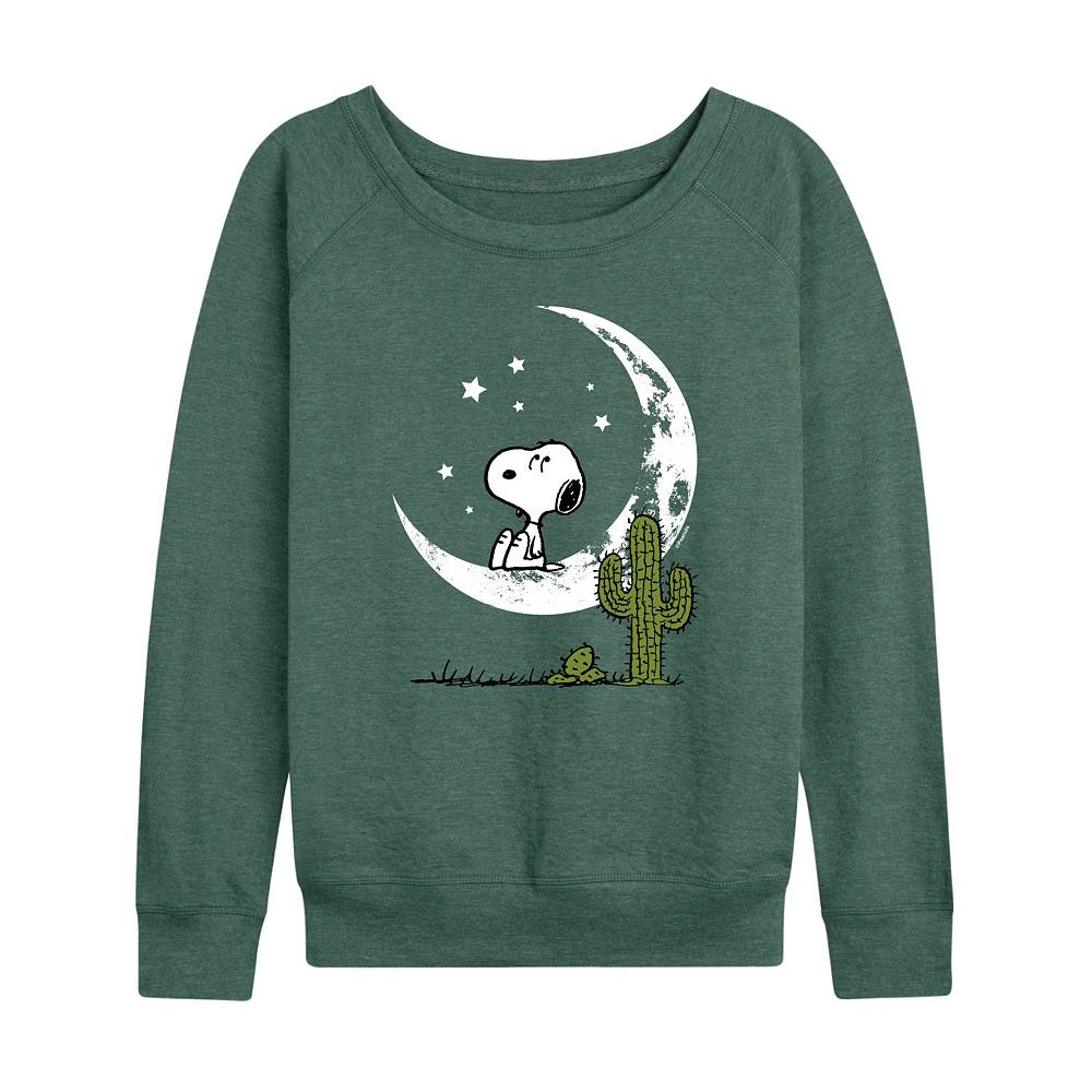 

Женский легкий свитшот из френч терри Peanuts Snoopy Desert On Moon Licensed Character, цвет Heather Green